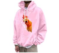 Generisch Felpa da uomo oversize, con stampa F-CAW-F, con corvo animale, Y2K, Hip Hop, da uomo, divertente, per l'autunno, per il pollo, per l'umorismo, rosa chiaro, 3XL