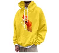 Generisch Felpa da uomo oversize, con stampa F-CAW-F, con corvo animale, Y2K, Hip Hop, da uomo, divertente, per l'autunno, per il pollo, per l'umorismo, giallo., L