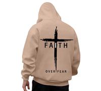 Generisch Felpa da uomo oversize, con stampa sul retro, con lettere, con cappuccio, Harajuku, a maniche lunghe, per il tempo libero, per adolescenti, ragazzi, alla moda, streetwear, O kaki, M
