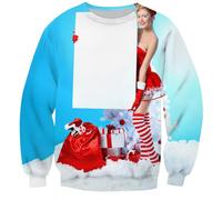 Generisch Felpa da uomo senza 2024 inverno albero di Natale 3D stampa digitale a maniche lunghe maglione per occasioni festive, Celeste., L