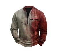Generisch Felpa da uomo senza cappuccio, motivo schizzi di sangue, maglione invernale, orrore, con cerniera, colletto alto, orrore, maglione da lavoro, felpa per Halloween, Blood Stain Jogging