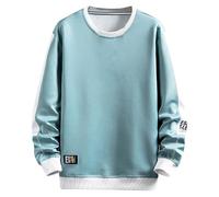 Generisch Felpa da uomo senza maglione casual alla moda con scollo rotondo per un comfort casual, elegante nella vita di tutti i giorni, Celeste., XL