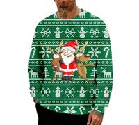 Generisch Felpa da uomo senza materiale di cotone pesante con scollo rotondo a maniche lunghe streetwear, morbido tessuto misto per una libertà di movimento ottimale, vestibilità comoda, verde, L