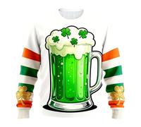 Generisch Felpa da uomo senza scollo rotondo, a maniche lunghe, casual, con stampa sacra, materiale morbido per tutti i giorni (bianco, M)