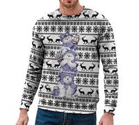 Generisch Felpa da uomo senza stampa divertente per l'inverno, calda camicia a maniche lunghe, casual, elegante, per il periodo natalizio, Nero , XXL