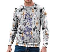Generisch Felpa da uomo senza stampa divertente per l'inverno, calda camicia a maniche lunghe, casual, elegante, per il periodo natalizio, bianco, M