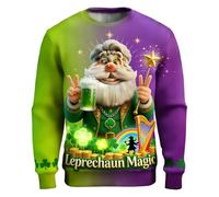 Generisch Felpa da uomo senza stampa St Patrick's Day per un layering alla moda, verde, M