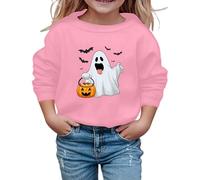 Generisch Felpa di Halloween Bambina Dolce Stampa Manica Lunga Girocollo Casual Bambini Top Autunno/Inverno Gita Scuola Confortevole Morbido Mix, Colore: rosa., 11-12 Anni