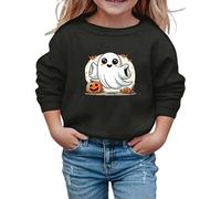 Generisch Felpa di Halloween Bambina Dolce Stampa Manica Lunga Girocollo Casual Bambini Top Autunno/Inverno Gita Scuola Confortevole Morbido Mix, Nero , 13-14 Anni