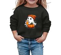 Generisch Felpa di Halloween Bambina Dolce Stampa Manica Lunga Girocollo Casual Bambini Top Autunno/Inverno Gita Scuola Confortevole Morbido Mix, Nero , 7-8 Anni