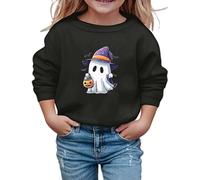 Generisch Felpa di Halloween Bambina Dolce Stampa Manica Lunga Girocollo Casual Bambini Top Autunno/Inverno Gita Scuola Confortevole Morbido Mix, Nero , 5-6 Anni