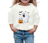 Generisch Felpa di Halloween Bambina Dolce Stampa Manica Lunga Girocollo Casual Bambini Top Autunno/Inverno Gita Scuola Confortevole Morbido Mix, bianco, 9-10 Anni