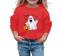 Generisch Felpa di Halloween Bambina Dolce Stampa Manica Lunga Girocollo Casual Bambini Top Autunno/Inverno Gita Scuola Confortevole Morbido Mix, Colore: rosso, 11-12 Anni