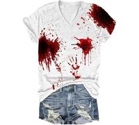 Generisch Felpa di Halloween I'm Ok It's Not My Blood Halloween Felpa Donna Girocollo Bloody Stampato Tracht Traspirante Maglione Divertente Festival, B-brick rosso, 5XL
