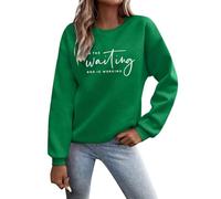Generisch Felpa Donna In The Waiting God is Working Grafica Pile Felpe Autunno Maglioni Top Nicki Pantaloni Donna, verde, S