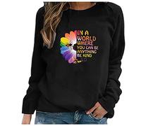 Generisch Felpa Donna Stampa Floreale Colorata Maglia Manica Lunga Camicetta Monocolore Farming Simulator 19, Nero , S