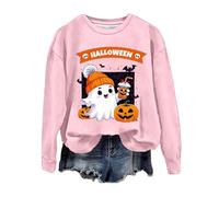 Generisch Felpa girocollo con stampa halloween per donna allattamento maglione donna inverno, e, L