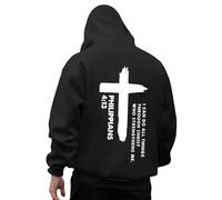 Generisch Felpa invernale da uomo, con cappuccio, con cappuccio, design God, casual, a maniche lunghe, abbigliamento quotidiano, Nero , S
