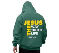 Generisch Felpa invernale da uomo, con cappuccio, con cappuccio, design God, casual, a maniche lunghe, abbigliamento quotidiano, Verde scuro, S