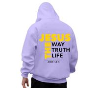 Generisch Felpa invernale da uomo, con cappuccio, con cappuccio, design God, casual, a maniche lunghe, abbigliamento quotidiano, Lilla, S