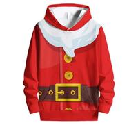 Generisch Felpa invernale da uomo, con stampa natalizia, oversize, a maniche lunghe, per il tempo libero, con stampa natalizia, per le giornate, Colore: rosso, XL