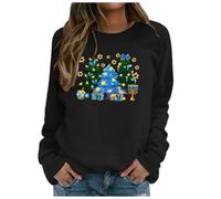 Generisch Felpa leggera con scollo rotondo, senza come maglione termico a maniche lunghe, per l'inverno, per i viaggi, con morbido comfort a maglia nella vita di tutti, Nero , XL