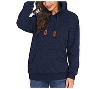 Generisch Felpa lunga da donna con cappuccio con tasca come felpa calda alla moda per un tempo libero rilassato, Blu, M