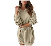 Generisch Felpa, maniche lunghe, maglione, casual, casual, tutti i giorni, lungo, con camicetta da donna, maglione con scollo a schiena, beige., XL