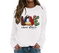 Generisch Felpa natalizia da donna con motivo "Love" cristiano, maglione con scena presepe e versetto della Bibbia, dichiarazione di fede per l'Avvento, Stil_r11 Bianco, M