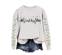 Generisch Felpa natalizia da donna, design con albero di Natale festivo, comodo scollo rotondo, alla moda, a maniche lunghe, per una moda elegante da donna, vestibilità oversize, bianco, XL