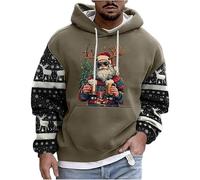 Generisch Felpa natalizia da uomo con cappuccio a maniche lunghe, casual, confortevole, stampata, versatile, indossabile, per tutti i giorni, tempo libero, streetwear, stile moderno, piacevole comfort