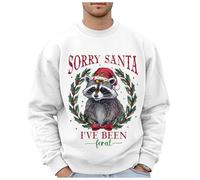 Generisch Felpa natalizia da uomo con motivo leopardato selvatico, taglie forti, senza cappuccio, felpe alla moda con logo per le vacanze, abbigliamento, top, pullover per adolescenti, bianco, L