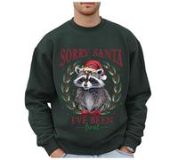 Generisch Felpa natalizia da uomo con motivo leopardato selvatico, taglie forti, senza cappuccio, felpe alla moda con logo per le vacanze, abbigliamento, top, pullover per adolescenti, grigio scuro, L