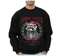 Generisch Felpa natalizia da uomo con motivo leopardato selvatico, taglie forti, senza cappuccio, felpe alla moda con logo per le vacanze, abbigliamento, top, pullover per adolescenti, Nero , L