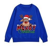 Generisch Felpa per bambini, con scollo rotondo, oversize, per il tempo libero, calda, comoda e morbida, per le mezze stagioni, leggera, a maniche lunghe, Blu 3, 110