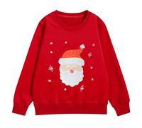 Generisch Felpa per bambini, con scollo rotondo, oversize, per il tempo libero, calda, comoda e morbida, per le mezze stagioni, leggera, a maniche lunghe, Rosso 1, 120