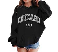 Generisch Felpa per bambini, oversize, a maniche lunghe con nome della città e scollo rotondo, per il tempo libero, vintage, streetwear, maglione in cotone, top casual, stile per ragazze e adolescenti