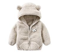 Generisch Felpa per bambini ragazzi neonato bambina bambino giacca orecchie di orso con cappuccio capispalla con cerniera caldo pile cappotto invernale mago, grigio., 0-6 Monate