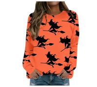 Generisch Felpa per Halloween, casual, casual, senza cappello, girocollo, normale, senza spalline, maniche lunghe, con cappuccio leggero, con stampa, Colore: arancione., M