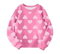 Generisch Felpa per ragazze Cute Heart Printed Crewneck Kids Sweaters Children Casual Fashion Abbigliamento Ragazze Maglione S, Colore: rosa., 3-4 Jahre