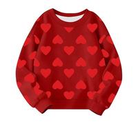 Generisch Felpa per ragazze Cute Heart Printed Crewneck Kids Sweaters Children Casual Fashion Abbigliamento Ragazze Maglione S, Colore: rosso, 2-3 Jahre