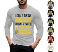 Generisch Felpa senza cappuccio bevitore birra amante della birra scritta divertente t-shirt Oktoberfest maniche lunghe con stampa birra Monaco di Baviera a maniche lunghe Festival, Colore: rosso, 3XL