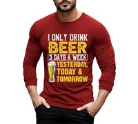 Generisch Felpa senza cappuccio, bevitore di birra, amante della birra, scritta divertente, maglietta Oktoberfest, a maniche lunghe, con stampa di birra di Monaco, a maniche lunghe, Colore: rosso, 5XL