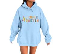 Generisch Felpe da donna per l'ora della scuola. Design casual girocollo con motivo. Perfetto da abbinare ai jeans. Versatile per la primavera dell'amicizia maglione, Azzurro, M