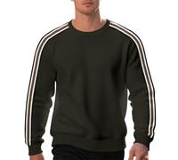 Generisch Felpe da uomo con scollo rotondo, a strisce, in tinta unita, sottile, da lavoro, comoda, morbida, sportiva, casual, a maniche lunghe, autunno e inverno, marrone, S