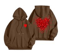 Generisch Felpe Donna Felpe con Parola Grafica Donna Felpe Felpe Alla Moda Abbigliamento Preppy Manica Lunga Check 24 Maglione, caffè, L