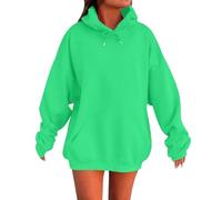Generisch Felpe donna taglie forti, felpe con cappuccio, felpa leggera e morbida, con coulisse e tasche, verde erba, L