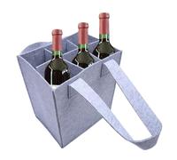 Generisch Felt Wine Tote - Reusable 6-Bottle Wine Bag, Portable Bottle Storage Carrier | Red Wine Organizer for Travel, Shopping, Picnic, Party, Noise-Reducing Breakage-Proof Bag, Grigio chiaro, vedi
