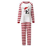 Generisch Festive Natale genitori bambino vestito set con strisce rosse lettere personalizzate per la comunità familiare alla moda festa, Colore: rosso, L