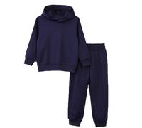Generisch Festliche Babymode - Set di 2 tute da allenamento attive, per ragazzi, felpa e pantaloni da jogging, tinta unita, pantaloni basic (2-8 anni), pigiama da ragazzo 86, Blu marino, 5-6 Anni